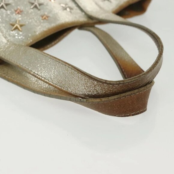 Jimmy Choo Studs Tote Bag Leather Champagne Gold Auth bs28966 - Picture 7 of 16